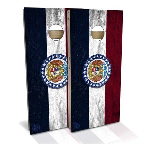 Skip's Garage | Missouri Flag Cornhole Board Set | Includes Boards & Bags | Choose Your Size & Accessories