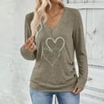 thumbnail image 5 of Busydd Womens Long Sleeve Tops Trendy Love Heart V Neck T Shirts for Women Dressy Casual Versatile Going Out Tops for Women S, 5 of 8