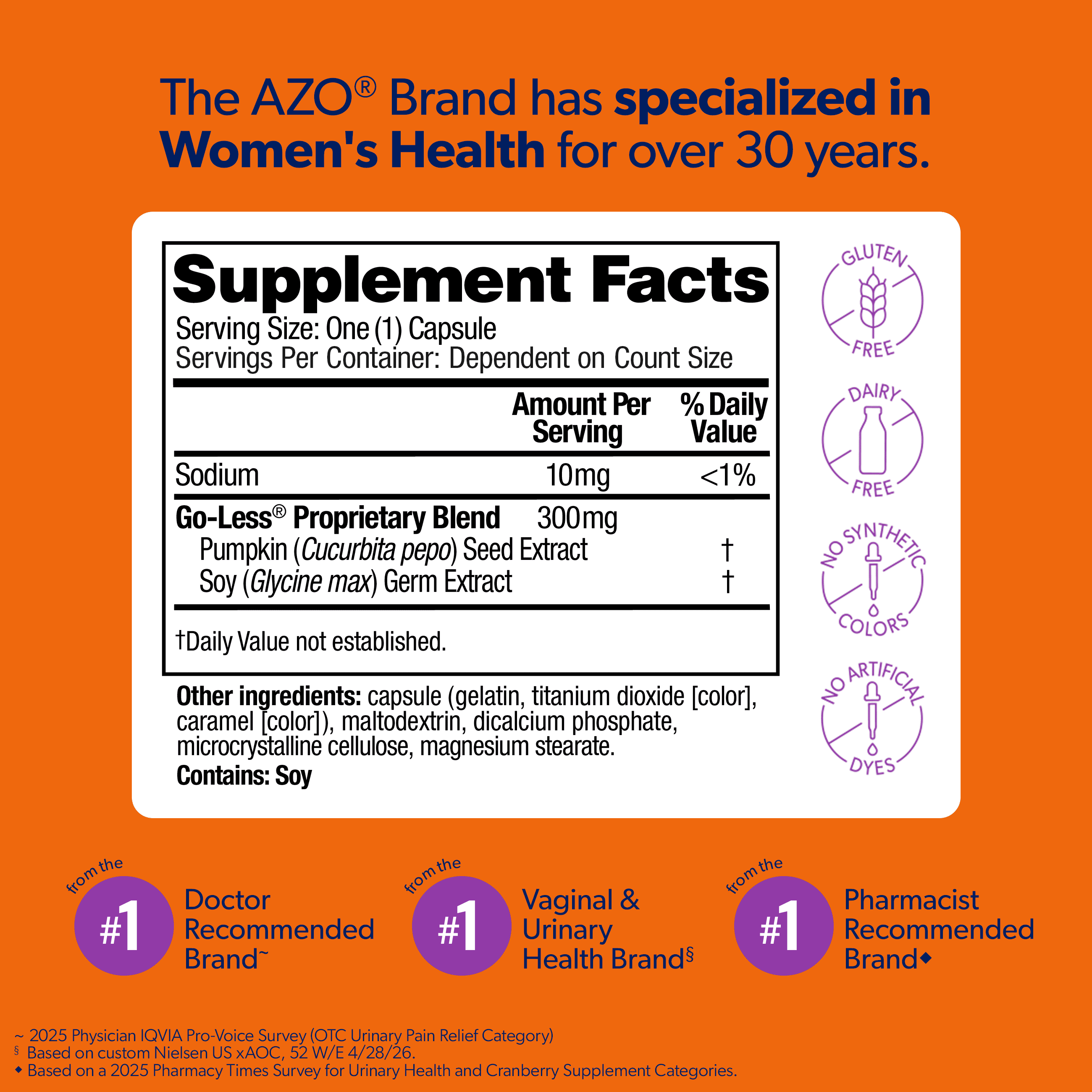 (3 pack) AZO Bladder Control with Go-Less® Blend Daily Supplement, Reduces Urgency & Leakage Naturally with 24-HR Support, 72 Count