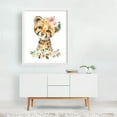 thumbnail image 2 of Cheetah, Jungle Animals, Safari Animals, Pink Flowers, Girl Nursery - Illustration Watercolor Animal Floral Wildlife White Framed Wall Art Print 16 x 20 inches, 2 of 3