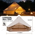 thumbnail image 2 of Daheat 4 Season Bell Tent 13.1FT, Beige Waterproof Glamping Yurt Tent with Stove Jack, Fits 8 People Family Camping Tent for Outdoor Parties & Camping, 2 of 10