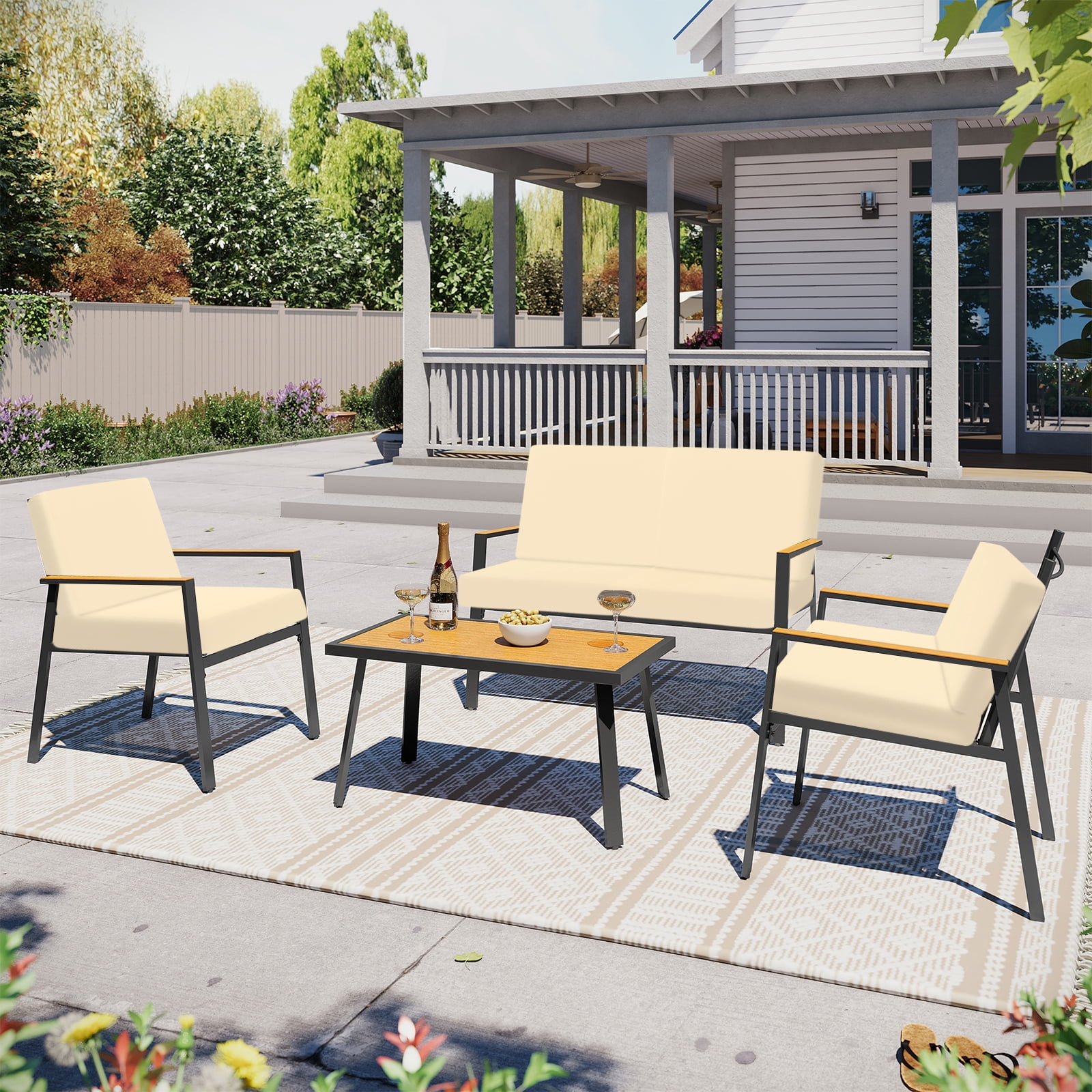 12 Pcs Patio Outdoor Cushion Covers Replacement Waterproof Stretch Sofa Couch Cushion Covers Washable Individual Couch Slipcovers Set Furniture Protector