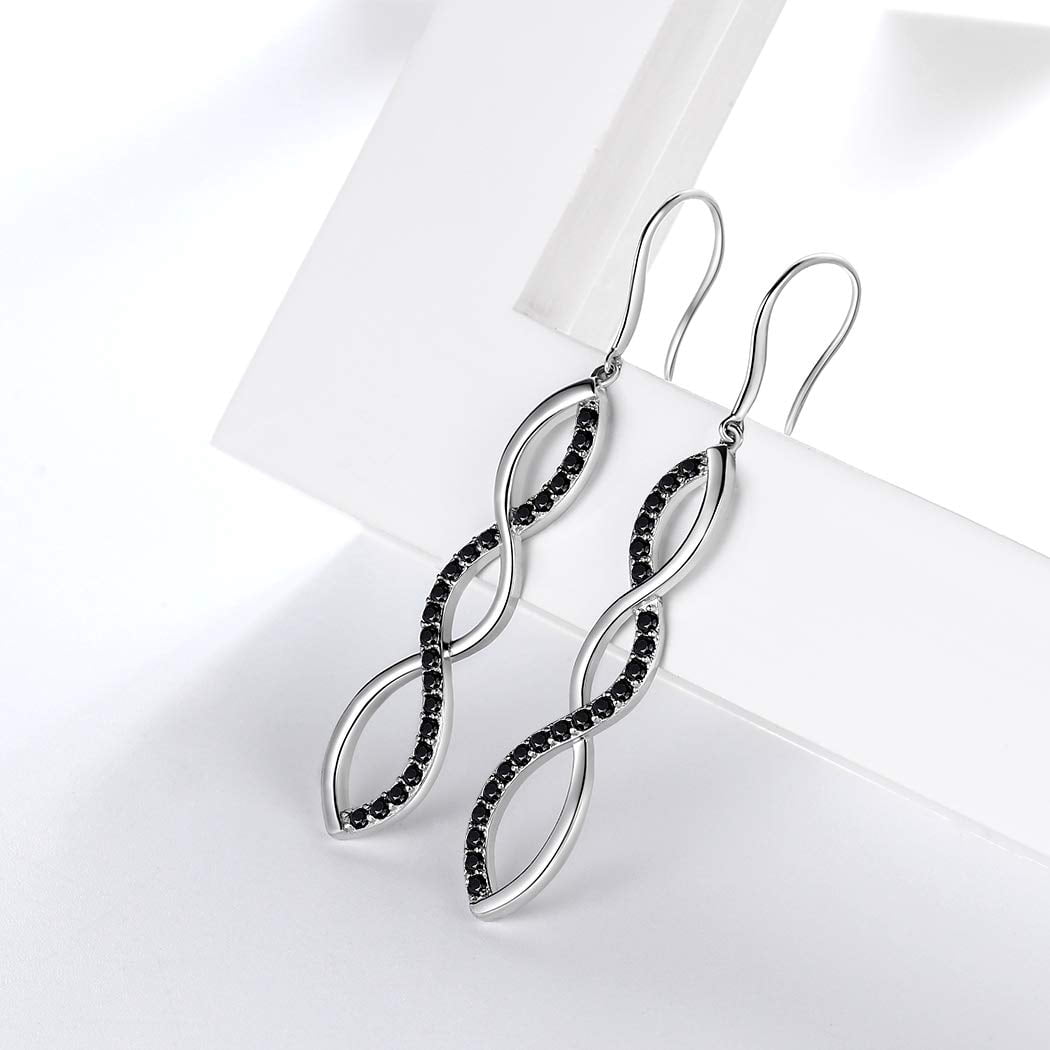 Long Drop Earrings Women Hanging Dangle Earring 925 Sterling Silver Hook Infinity Jewelry Mother Wife Christmas Valentine's Day Gift for Her