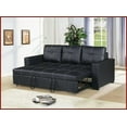 thumbnail image 5 of Contemporary Black Faux Leather 3-Seat Sectional Sofa with Pull-Out Bed for Living Room, 5 of 11