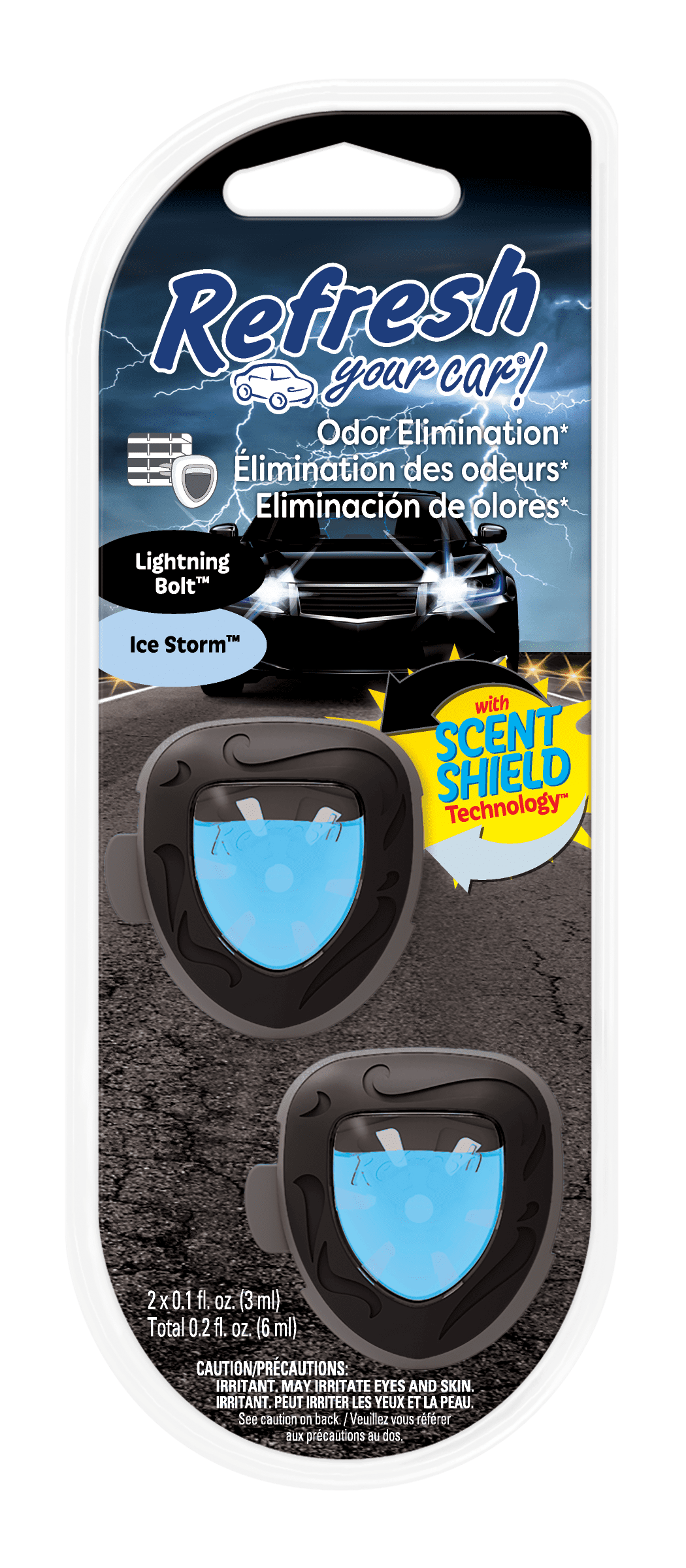 Refresh Your Car! Air Freshener, Lightning Bolt/Ice Storm, 2 Pack