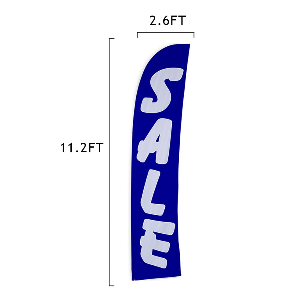 Vispronet Sale Blue and White Feather Flag, 13.5ft, Pole Set, Ground Stake