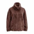 thumbnail image 2 of Women's Double-Faced Fleece Jacket, Stand Collar Zip Up Coat, Thickened Plush Lined Outerwear for Women, Soft Winter Jacket with Full Zipper, Warm Casual Long Sleeve Top Brown L, 2 of 6