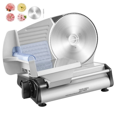 KFFKFF 8.7" 180W Commercial Meat Slicer with Two Premium SUS420 Blades Electric Food Deli Slicer Semi-Automatic Stainless Steel for Home Use