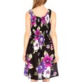 thumbnail image 2 of Sakkas Murni Women's Casual Summer Cocktail Elastic Stretchy Floral Print Dress - B-Purple - One Size, 2 of 5