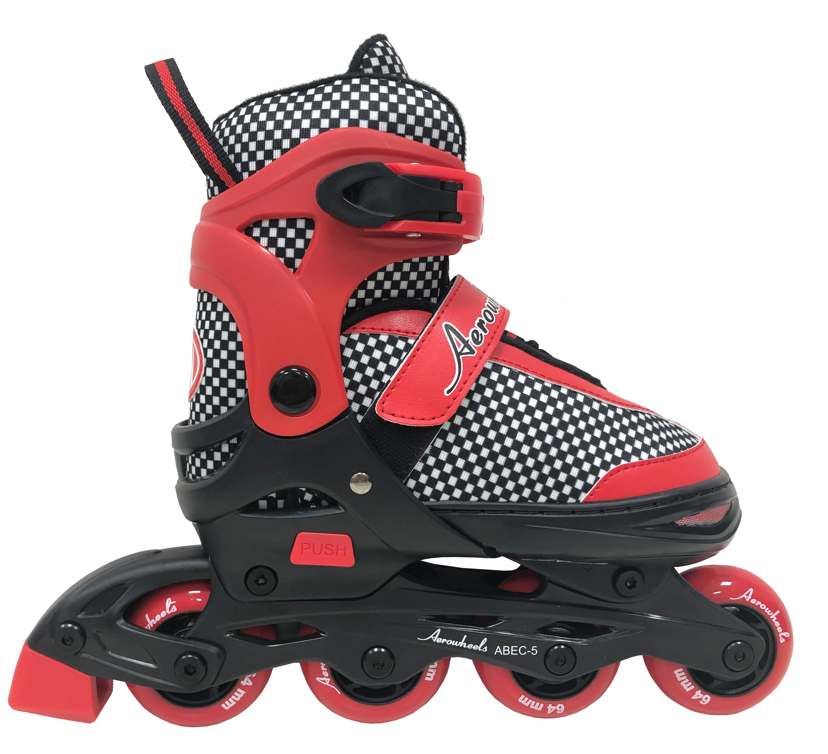 Aerowheels Red with Classic Checker Pattern 2-in-1 Boys switcher skate size  5-8