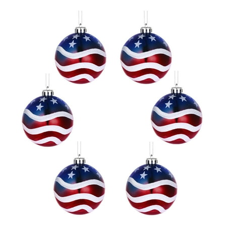 

Veki Decoration Independence Hanging Gift Ball Pendant 6PC Ornaments Day Home Decor Christmas Balls Mini