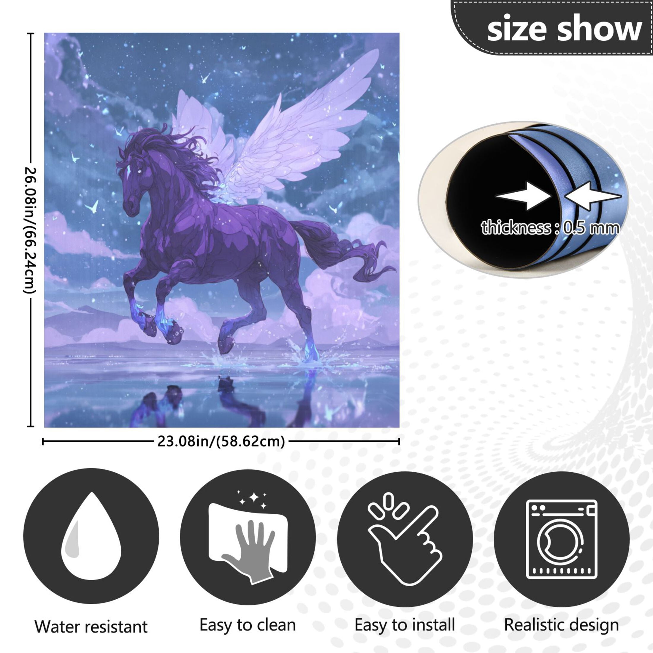 Dishwasher Magnetic Refrigerator Magnet Cover Sticker Home Decorative 23"x26" Purple Horse