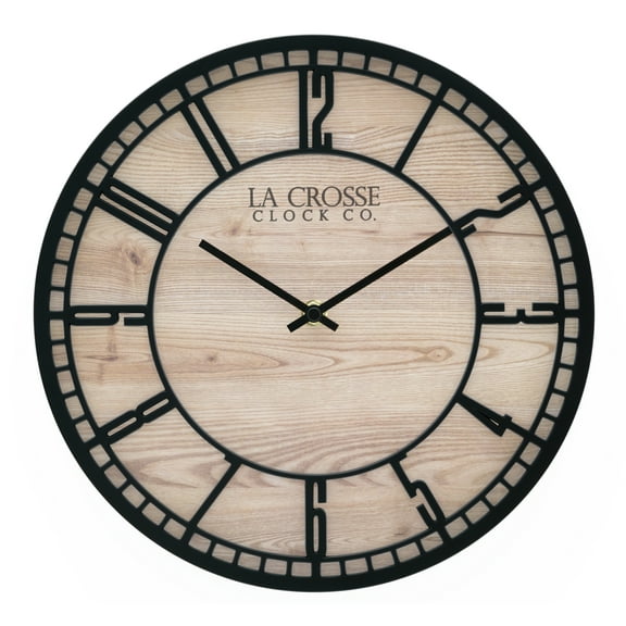 La Crosse Clock 11.5" Barrow Black Contemporary Analog Quartz Wall Clock, 404-3629