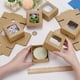 thumbnail image 3 of 20 cajas de cartón kraft marrón con ventana transparente, de 8 x 8 x 4 cm (3,15 x 3,15 x 1,57 pulgadas). Cajas de regalo cuadradas de cartón kraft para bodas, fiestas y joyería., 3 of 9