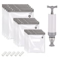 thumbnail image 1 of 15 Pcs Sacs de Conservation Réutilisables Sacs de Compression sous Vide Durables avec 5 Clips de Fermeture Éclair 1 Pompe, 1 of 15