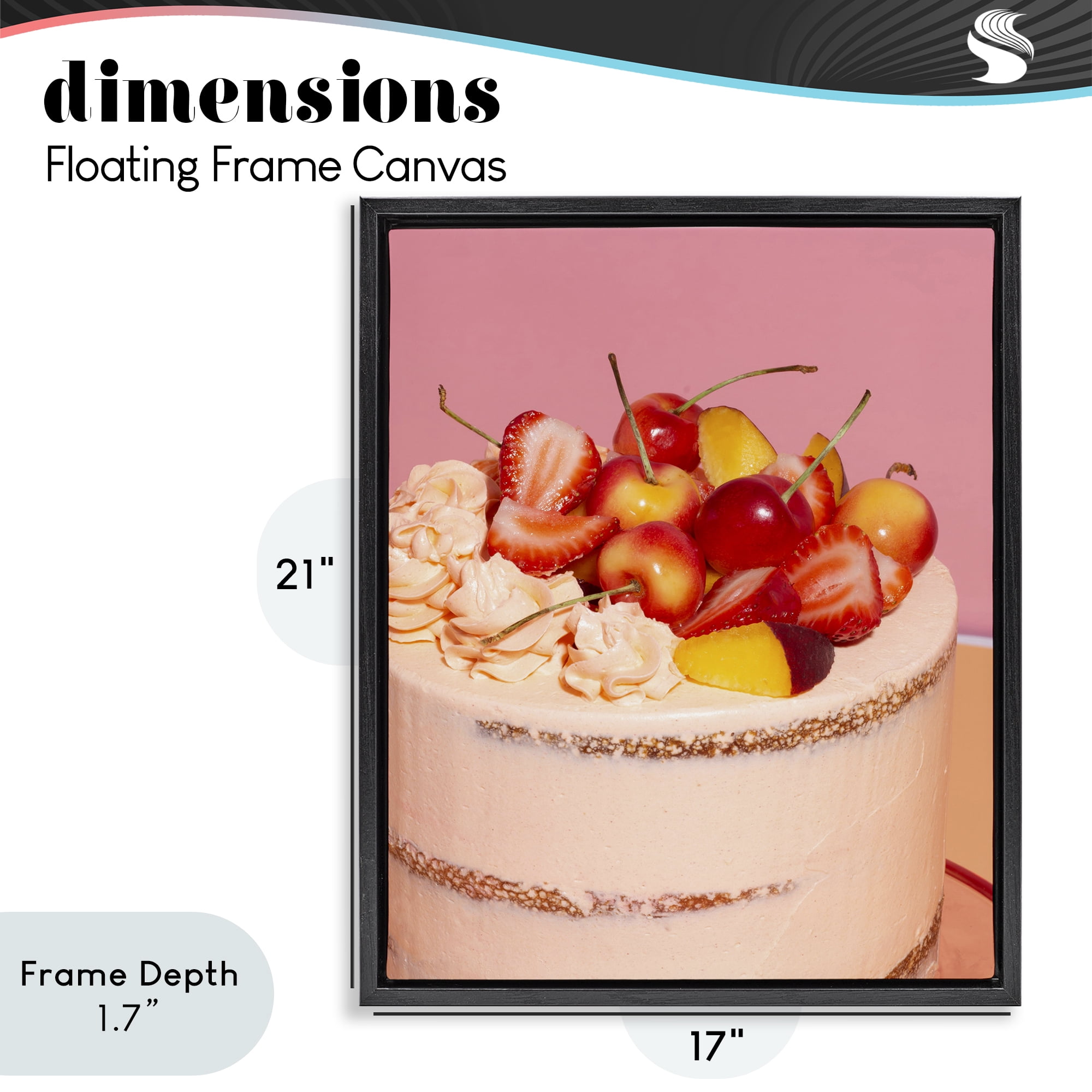 Stupell Industries Strawberry Fruit Cake Black Framed Floater Canvas Wall Art, design by LISH Creative