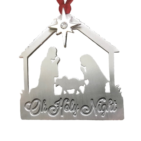 Liberty Pewter Nativity Ornament, Brushed, Gray, 3" x 3"