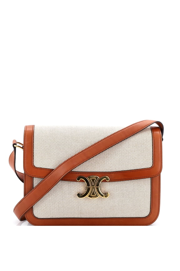 Pre-Owned Triomphe Shoulder Bag Canvas with Leather Medium By Rebag