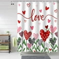 thumbnail image 2 of Valentine's Day Shower Curtain Set, Red Love Heart Leaves Fabric Bathroom Curtain with Hooks, Waterproof, 47x71 Inches, Bath Tub Decor for Farmhouse, 2 of 9