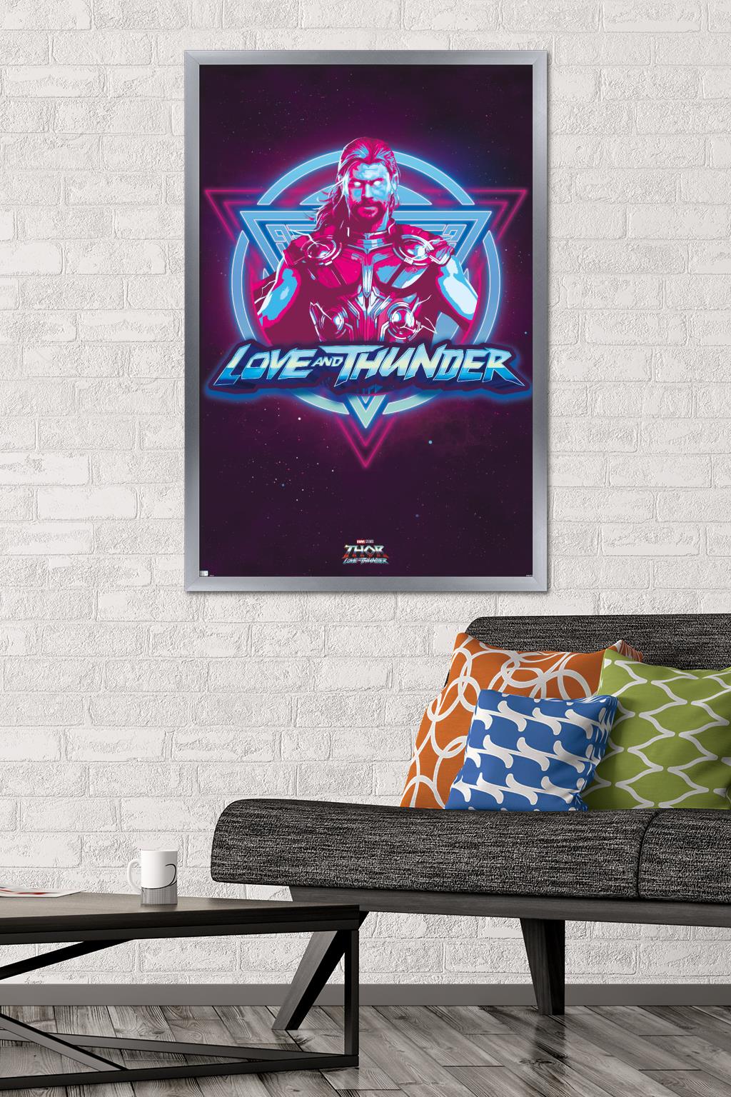 Marvel Thor: Love and Thunder - Vaporwave Wall Poster, 22.375" x 34" Framed
