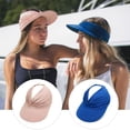 thumbnail image 3 of Soumake Outdoor Ladies Hat Empty Top Large Brim Pleated Pure Color Sun Protection Anti-UV Portable Breathable Sport Gardening Fishing Travel Cap, 3 of 5