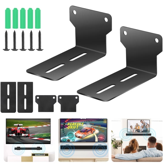 EEEkit Soundbar Wall Mount Bracket, Fit for Samsung, Sony, LG, Vizio, Polk, Onkyo, Nakamichi Sound Bar Under TV, Hold up to 30 lbs, Black