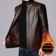 thumbnail image 3 of Chaqueta de cuero Chaqueta de cuero para hombre Abrigo casual para hombre Otoño e invierno Chaqueta de cuero para hombre, 3 of 4