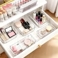 thumbnail image 6 of Kisportee 14 Pack Adjustable Makeup Drawer Organizer Set, Clear Plastic Stackable Desk Drawer Organizer Bins, Makeup Organizer for Vanity, Kitchen Utensils Storage, 6 of 10