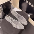 thumbnail image 4 of Shrysg Women's Lattice Ballet Flats Pointed Toe Jelly Shoes Breathable Casual Slip On Sandals for Outdoor Daily Wear White, 4 of 6