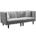 thumbnail image 1 of Couch and Sofa, Twin Fabric Sofa Sleeper Bed with Armrest, Convertible Futon Couches and Sofas w/Two Pillows, Small Spaces Recliner Couch Living Room Furniture Loveseat Sofa, Light Gray, LL146, 1 of 10