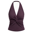thumbnail image 4 of Molidfa Women's Halter Sleeveless Stretchable Slim Fit Solid Twist Front Camisole Top Summer Party Romantic, 4 of 5
