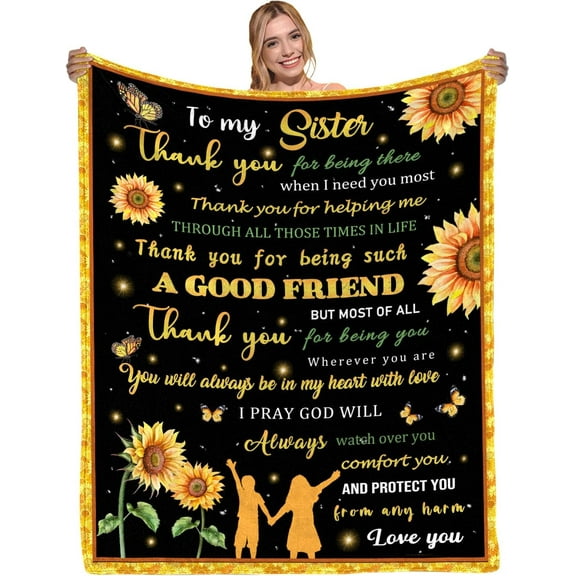 LHSHID Sister Gifts Blanket from Brother Birthday Gifts for Sister from Sister Sunflower Blankets and Throws Ultra Soft Flannel Bed Blankets for Sister 30"x40"