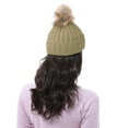 thumbnail image 5 of Knit Beanie Hat for Women and Men, Faux Fuzzy Pom Pom Winter Ski Skullies Cap, Bronze, 5 of 5