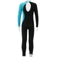 thumbnail image 6 of ZDHoor Girls Long Sleeve Shiny Rhinestone One Piece Full Body Unitard Catsuit Bodysuit Dancewear Blue Green 6, 6 of 7