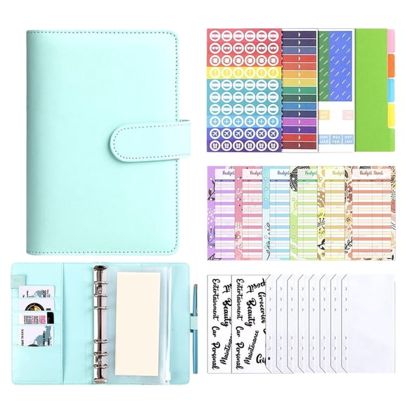 Budget Book Planner, Finance Planner, PU Leather 2026 Weekly Notebook | Budget Planner and Monthly Bill Organizer - for Cash Financial Saving Home Office Travel, Blue