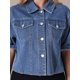 thumbnail image 5 of Chaqueta de mezclilla casual de mujer Inspire Chic con cuello de solapa, manga corta y botones, talla 2XL, azul oscuro, 5 of 6