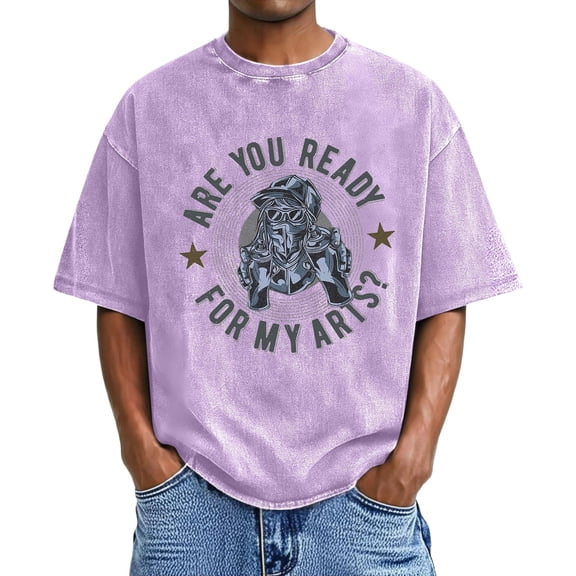 Men’s Oversized Graphic T-Shirt, Acid Wash Vintage Streetwear Tee, Short Sleeve Drop Shoulder Casual Top