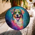 thumbnail image 3 of Hippie Australian Shepherd Portrait oil painting Watercolor Tie-dye Vintage Stained Glass Suncatcher Aussie Dog Lover Gifts Window Hanging Sign Decor - 00015, 3 of 5