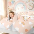 thumbnail image 3 of meiyoeat Cute Rainbow Love Heart Full Size Comforter Sets for Girls, Lovely Star Moon Bedding Comforter Set for Bedroom, Peach, Polkadot Reversible, 3pcs, 1 Comforter and 2 Pillowcases, 3 of 6