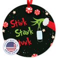 thumbnail image 4 of Soul Décor Stink Stank Stunk Ornament, Funny Ornaments For Christmas Tree, Large 3.75" Round Metal Ornament, Velvet Pouch Included, 4 of 7