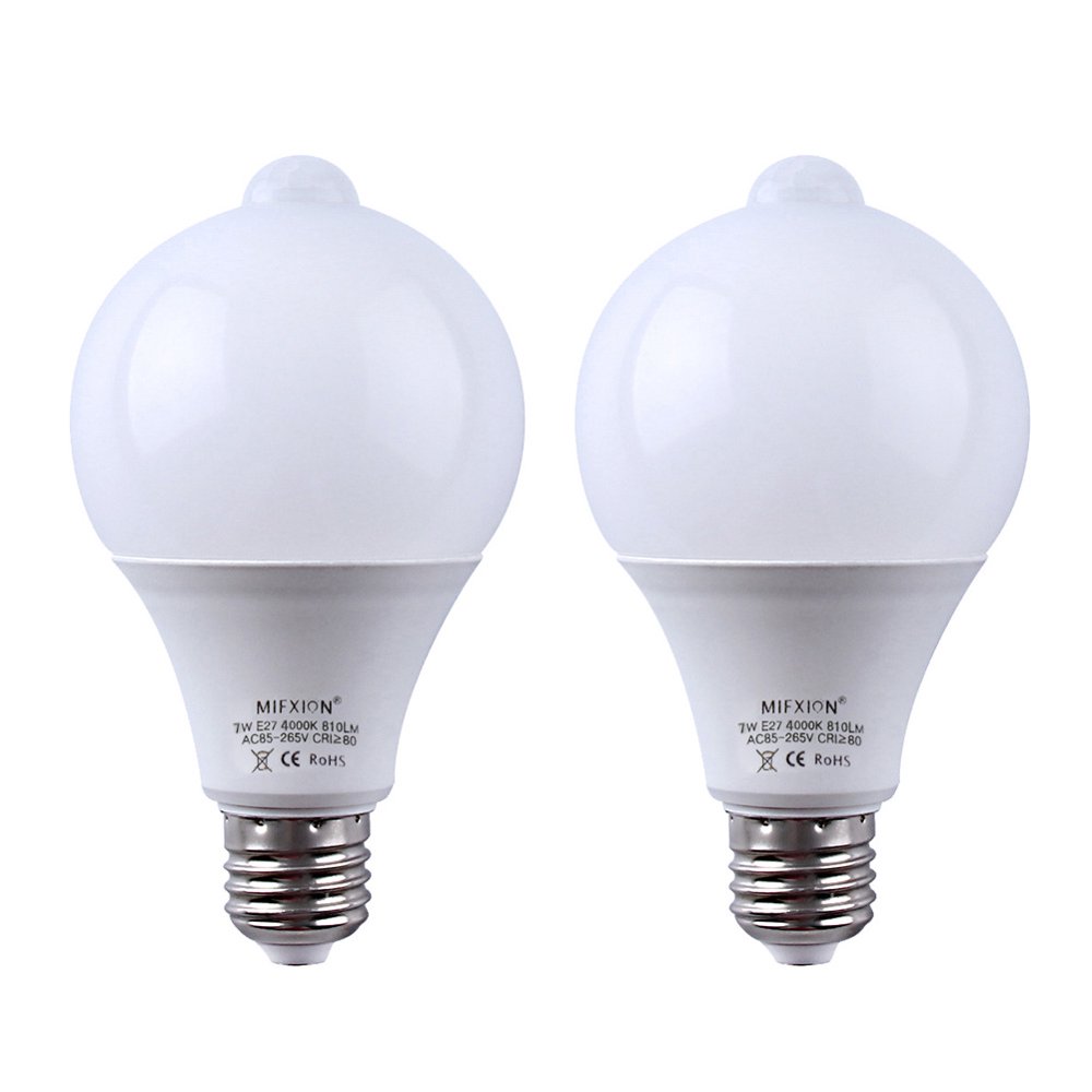 Sensor Led Bulb , 2 Pcs E27 7W LED Infrared Motion Detection Light