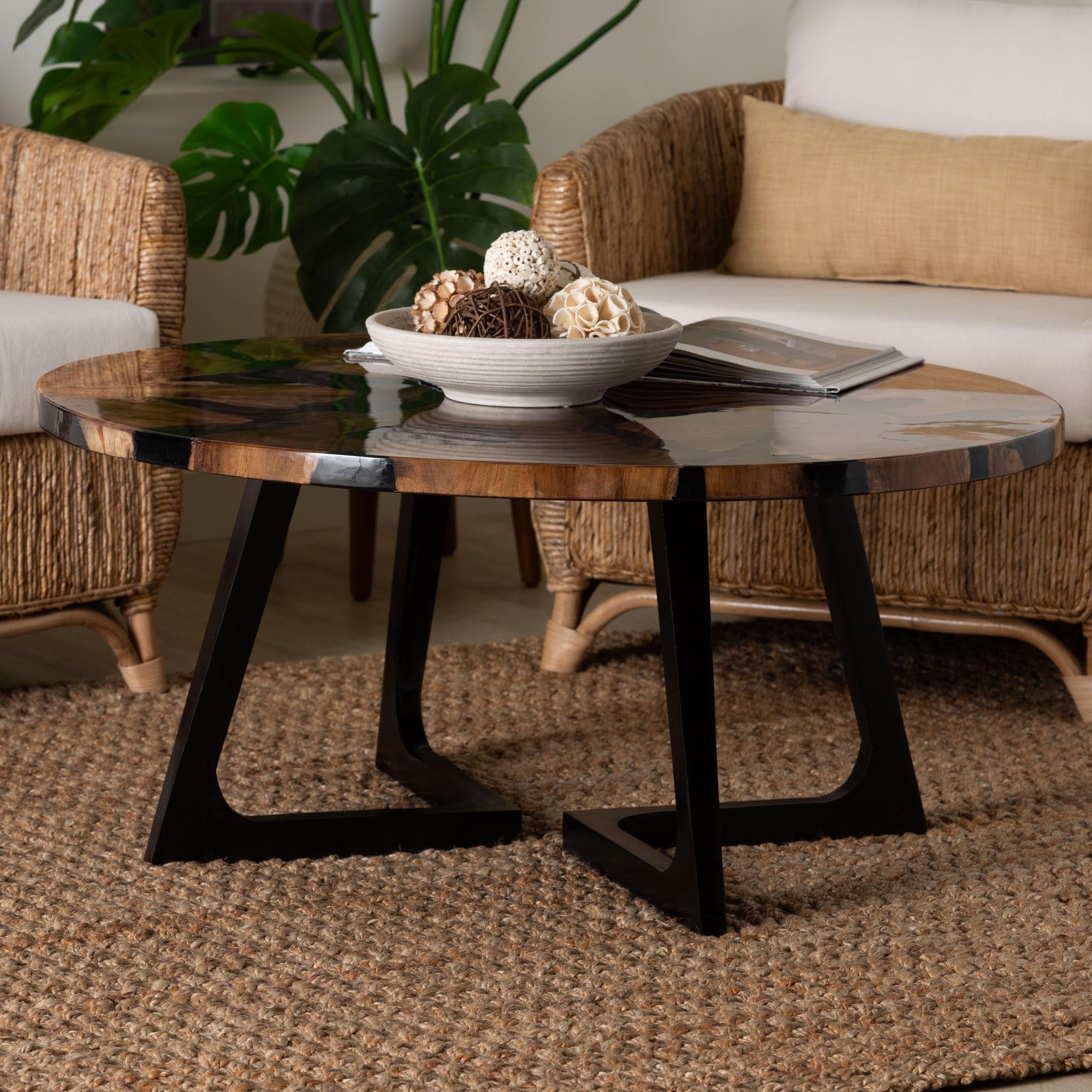 bali & pari Agata Rustic Coffee Table, Natural Brown