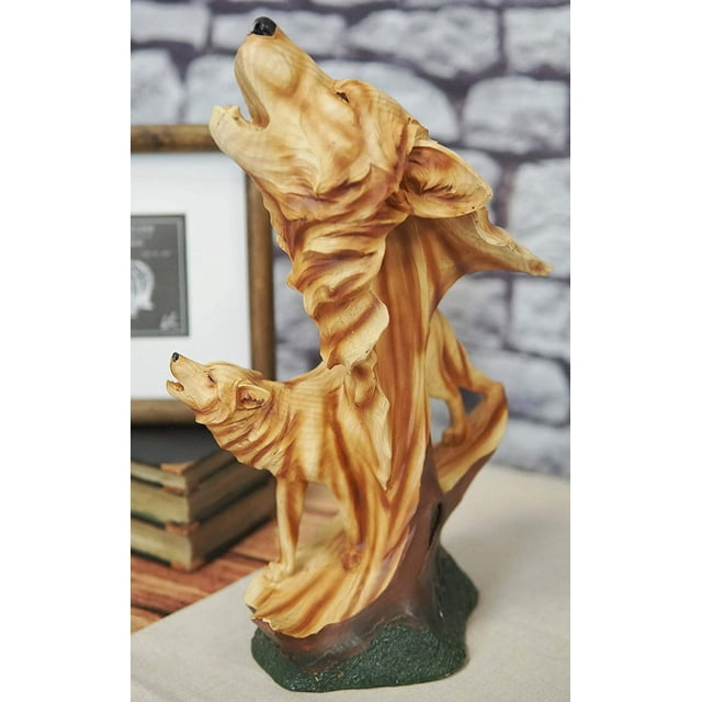 Ebros Large 15" Tall Howling Wolf Bust Statue On Pedestal Base (Faux Wood)