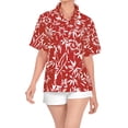 thumbnail image 5 of HAPPY BAY Button Down Shirt for Women Floral Summer Beach Party Tops Blouses Shirt Dressy Short Sleeve Dress Shirts Hawaiian T Shirts for Women L Bamboo Leafs, Red, 5 of 5
