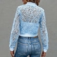 thumbnail image 5 of Gynyvoja Women Lace Cropped Bombers Jacket Long Sleeve Zip Up Sheer Lightweights Cardigan XXL, 5 of 7