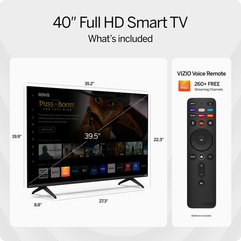 VIZIO Smart TV FHD LED de 40 pulgadas clase D para juegos y transmisión,  compatible con auriculares Bluetooth - D40fM-K09 (renovado)