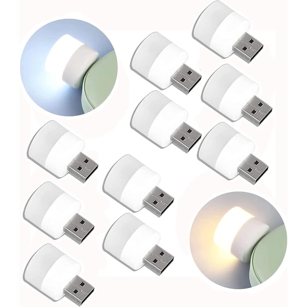 12 luces nocturnas enchufables usb,mini luces nocturnas redondas, luces nocturnas portátiles, luces de protección ocular suaves, adecuadas para dormitorios,pasillos,cocinas,10 luces cálidas,2 blancas