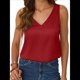 thumbnail image 3 of Camiseta Sin Mangas de Satén de Seda para Mujer, Cuello en V, Camisa de Verano Sin Mangas, Ropa Informal de Negocios, Ropa Elegante para Vacaciones Vino Tinto XL, 3 of 6