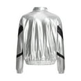 thumbnail image 6 of inhzoy Kids Girls Metallic lightweight Zip-Up Bomber Jacket,Sizes 6-16 Silver-A 10, 6 of 9
