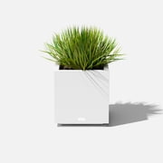 Veradek Block Series Cube Small 18 Plastic Planter - White